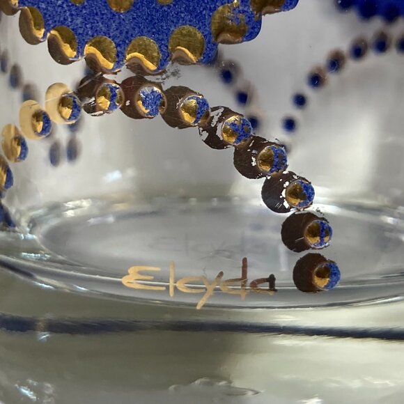 Vintage Libby Elcyda Old Fashioned Set of 4 Blue 22k Gold - Picture 5 of 11